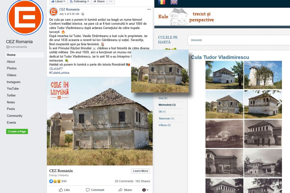 Controversă în jurul proiectului "Cule în lumină" | Cei de la CEZ folosesc fotografii din 2013 de pe site-ul kule.ro