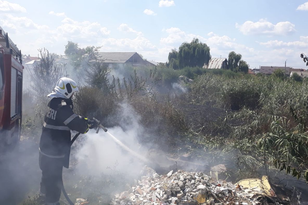 Incendiu de vegetație uscată, în zona Bălții Craiovița din Bănie