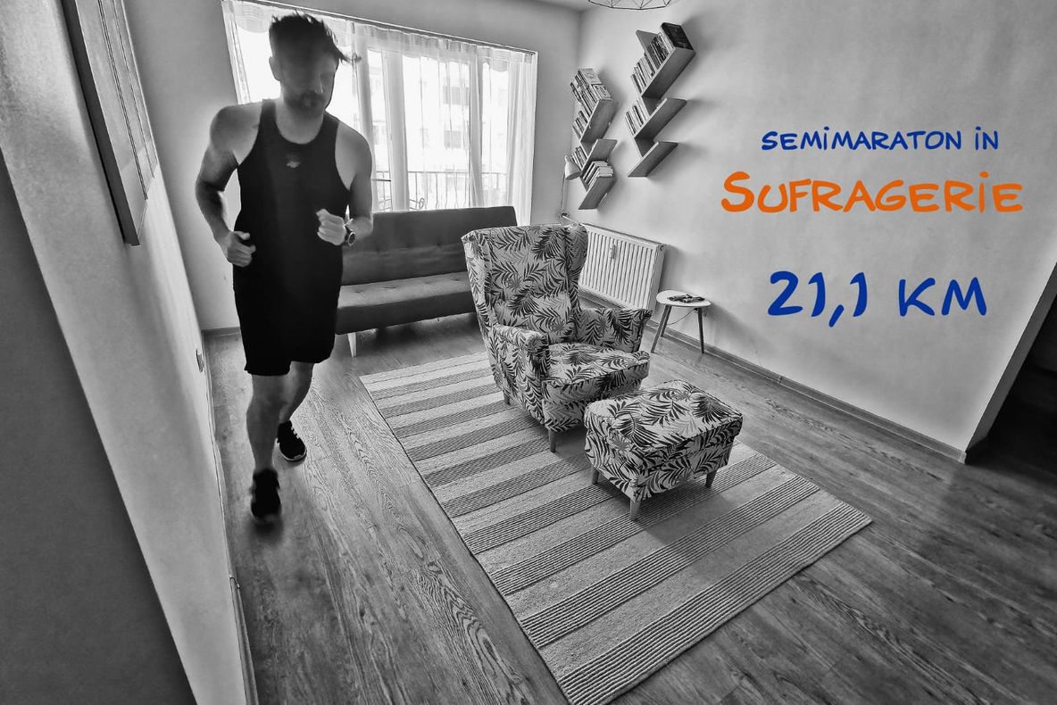 VIDEO. Semimaraton în sufragerie. Soluția lui Florin Ștefan, fotograf de eveniment din Craiova, de a petrece timpul acasă