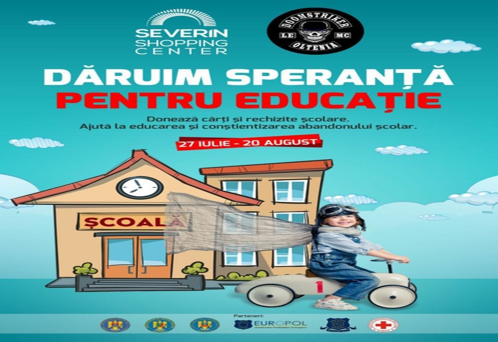 Severin Shopping Center lansează campania „Dăruim speranță pentru educație” în colaborare cu Clubul Moto „Doomstriker Law Enforcement Motorcycle Club”- Oltenia și instituțiile locale