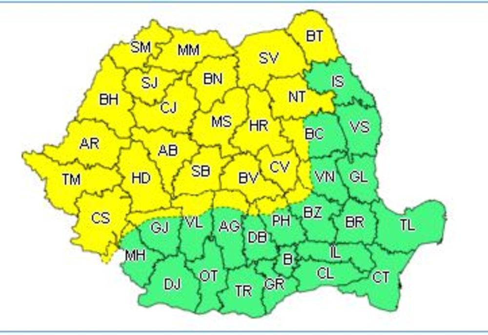 Vremea se răcește! De mâine dimineață intră în vigoare un COD GALBEN de furtuni